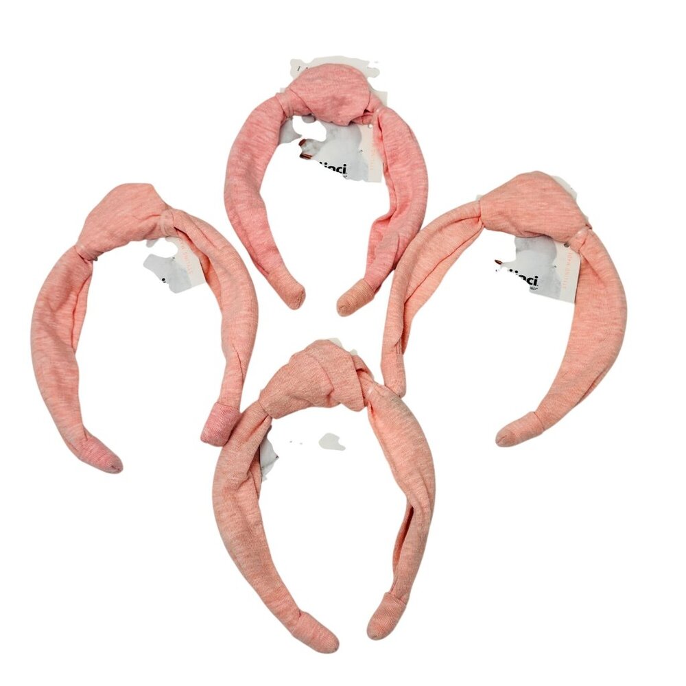 Scunci Headbands Knotted Design Pink Fabric Comfort Stretch 4-Pack